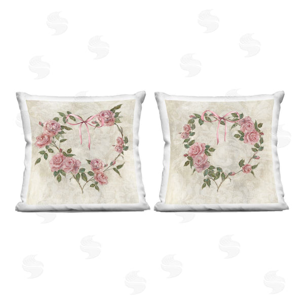 stupell industries Sally Swatland | Heart Shaped Wreaths Printed Throw Pillow Set