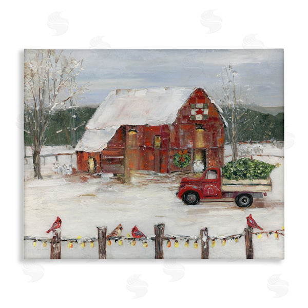 stupell industries Sally Swatland | Holiday Barn Winter Scene Wall Art