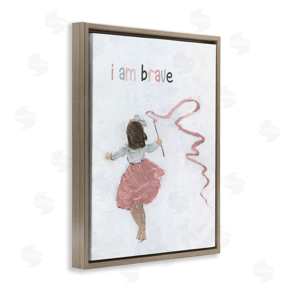Stupell Industries Sally Swatland | I Am Brave Uplifting Child Running Playing Painting Wall Art