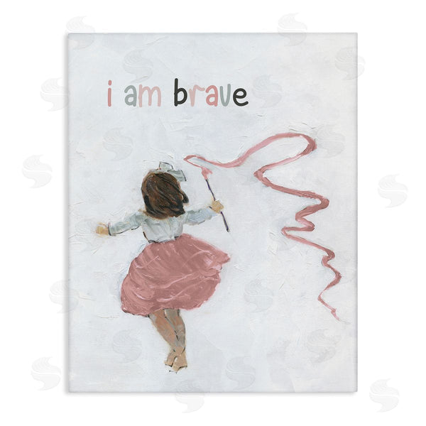 stupell industries Sally Swatland | I Am Brave Uplifting Child Running Playing Painting Wall Art