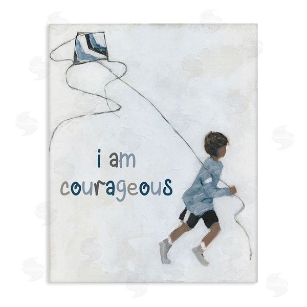 stupell industries Sally Swatland | I Am Courageous Child Flying Kite Uplifting Phrase Wall Art