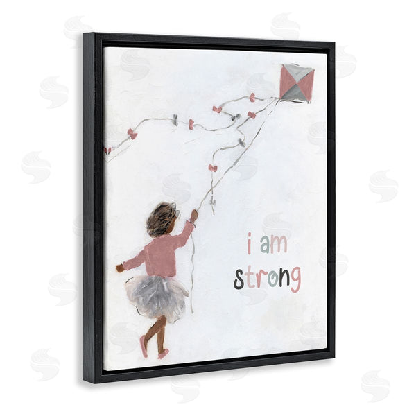 Stupell Industries Sally Swatland | I Am Strong Motivating Kids Kite Flying Painting Wall Art