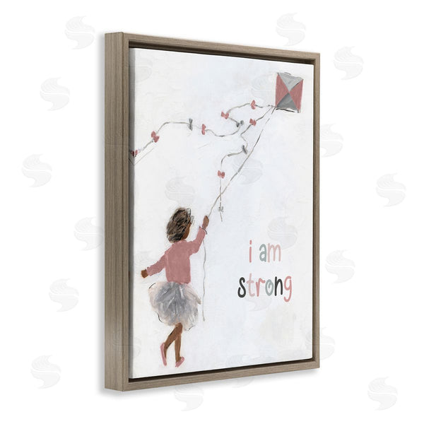 Stupell Industries Sally Swatland | I Am Strong Motivating Kids Kite Flying Painting Wall Art