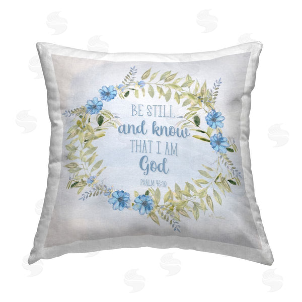stupell industries Sally Swatland | Know I Am God Phrase Printed Throw Pillow