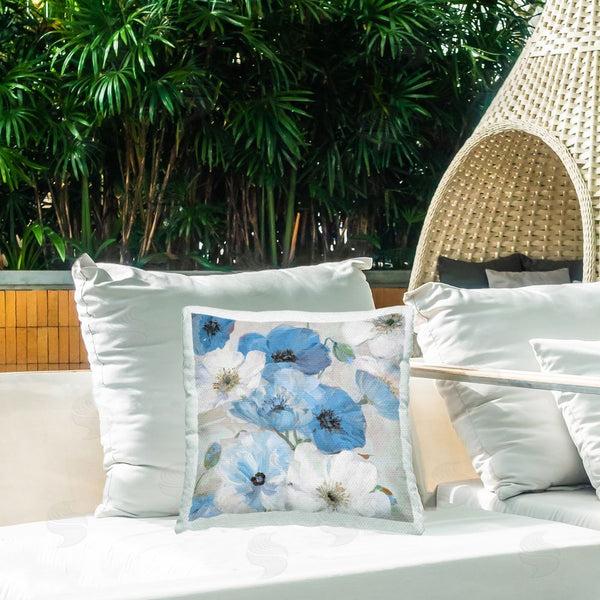 Stupell Industries Sally Swatland | Mixed Blue & White Blooms Printed Throw Pillow
