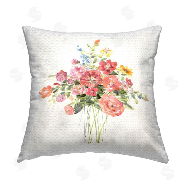 Stupell Industries Sally Swatland | Mixed Cottage Blooms Printed Throw Pillow