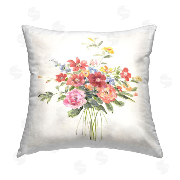 stupell industries Sally Swatland | Mixed Cottage Bouquet Printed Throw Pillow