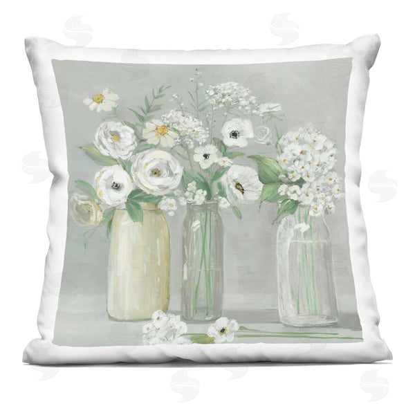 stupell industries Sally Swatland | Mixed White Flower Bouquets Printed Throw Pillow