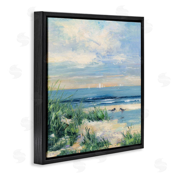 Stupell Industries Sally Swatland | Nautical Beach Reeds Birds Grazing Shoreline Wall Art