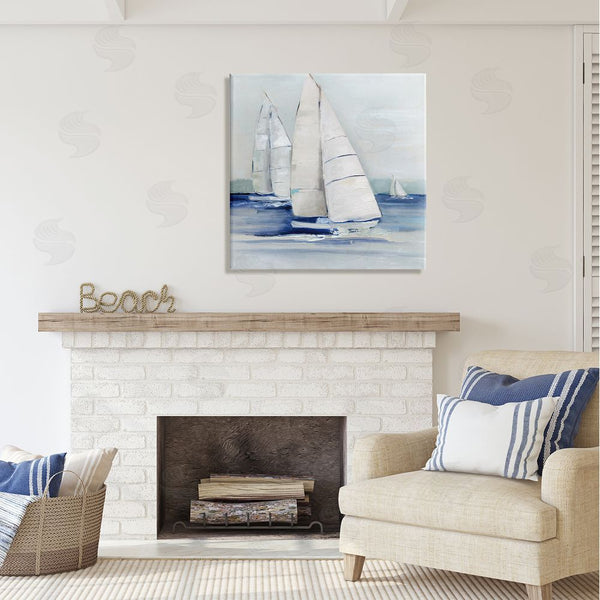 Stupell Industries Sally Swatland | Nautical Boats Sailing Sea Waves Wall Art