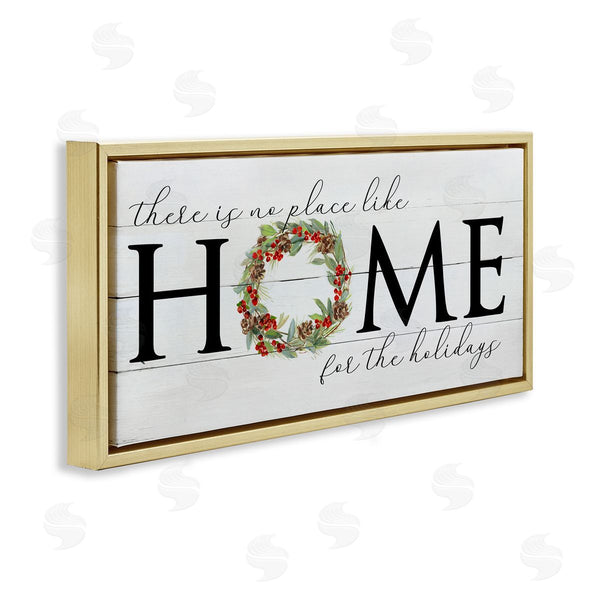 Stupell Industries Sally Swatland | No Place Like Home For Holiday Holly Wreath Wall Art