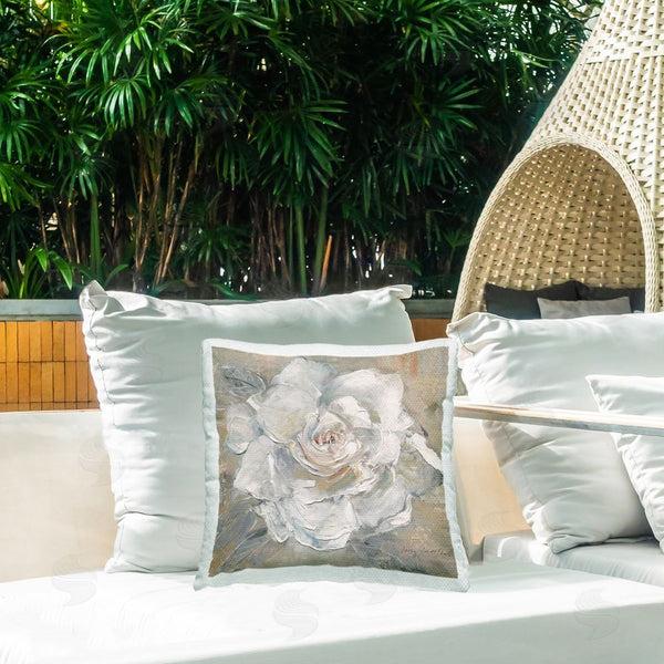 Stupell Industries Sally Swatland | Paint Streak Rose Printed Throw Pillow