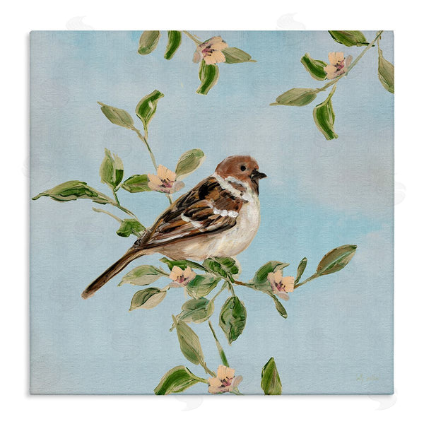 stupell industries Sally Swatland | Perched Sparrow Upon Leaves