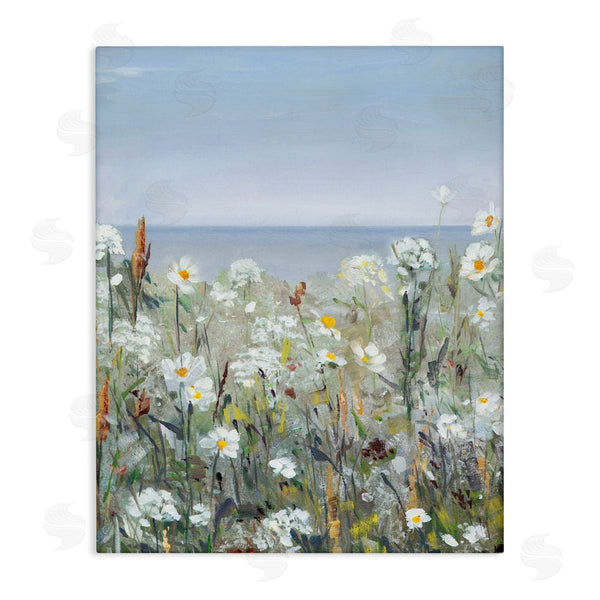stupell industries Sally Swatland | Pleasant Summer Flower Field Distant Beach Shore Wall Art