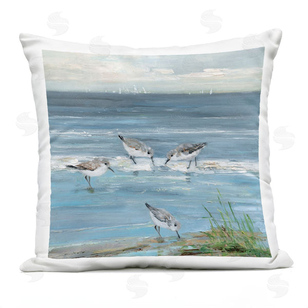 Stupell Industries Sally Swatland | Relaxed Sandpipers On Shore Printed Throw Pillow