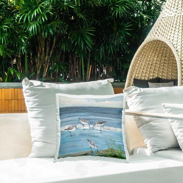 Stupell Industries Sally Swatland | Relaxed Sandpipers On Shore Printed Throw Pillow