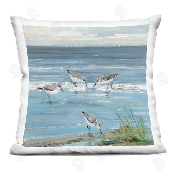 stupell industries Sally Swatland | Relaxed Sandpipers on Shore Printed Throw Pillow