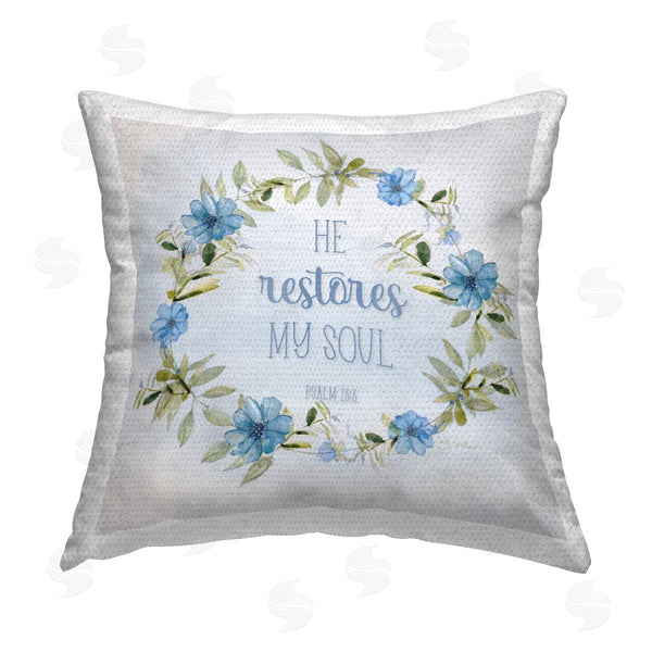 Stupell Industries Sally Swatland | Restores My Soul Proverb Printed Throw Pillow