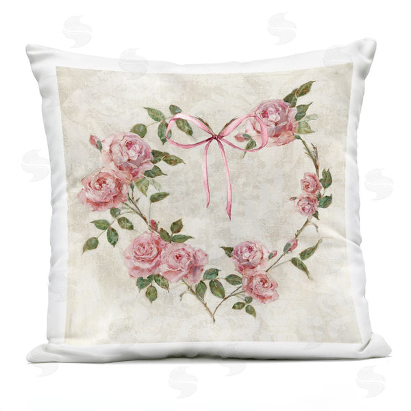 Stupell Industries Sally Swatland | Rose Heart Wreath Printed Throw Pillow