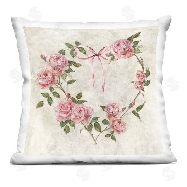 stupell industries Sally Swatland | Rose Heart Wreath Printed Throw Pillow