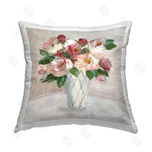 Stupell Industries Sally Swatland | Rose Vase Bouquet Printed Throw Pillow
