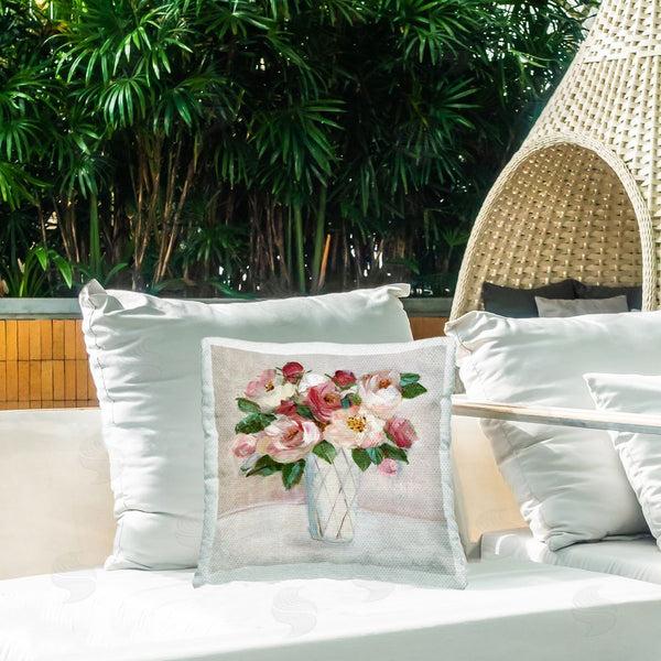 Stupell Industries Sally Swatland | Rose Vase Bouquet Printed Throw Pillow