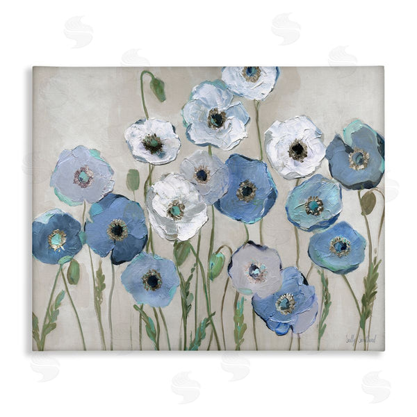 stupell industries Sally Swatland | Round Blue & White Poppies