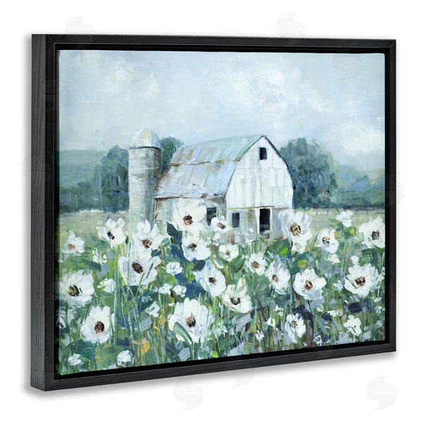 Stupell Industries Sally Swatland | Rural Anemone Flower Meadow White Farmland Barn Wall Art