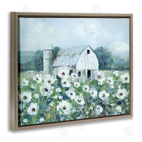 Stupell Industries Sally Swatland | Rural Anemone Flower Meadow White Farmland Barn Wall Art