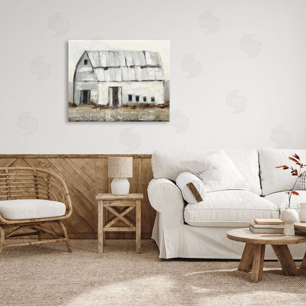 Stupell Industries Sally Swatland | Rustic White Barn Among Countryside Nature Grasses Wall Art