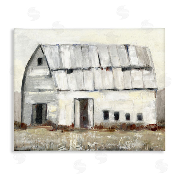 stupell industries Sally Swatland | Rustic White Barn Among Countryside Nature Grasses Wall Art