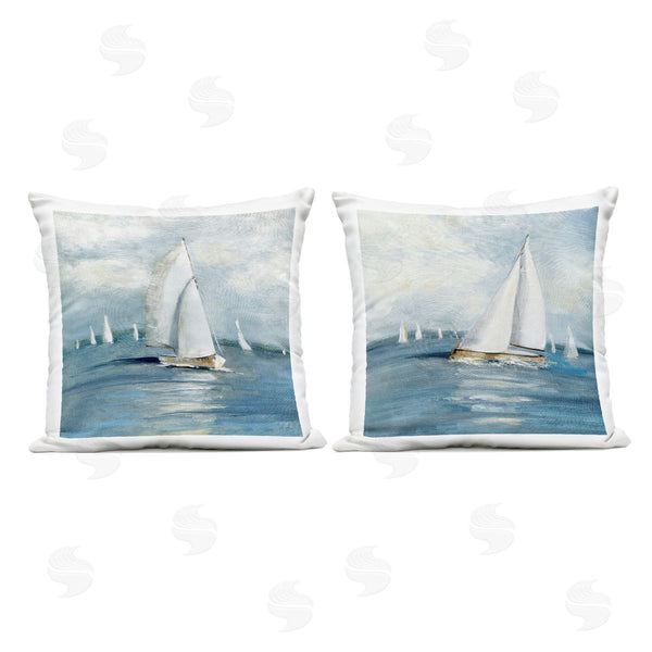 Stupell Industries Sally Swatland | Sailboat Fleet Vessels Printed Throw Pillow Set