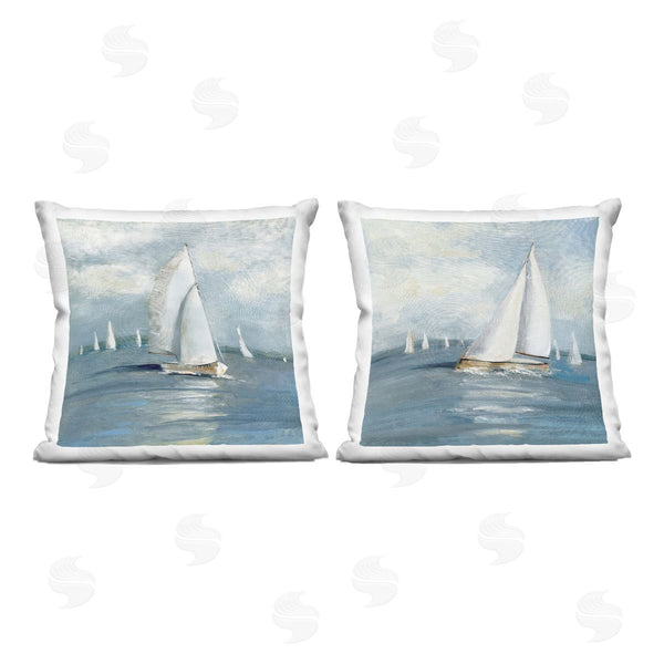 stupell industries Sally Swatland | Sailboat Fleet Vessels Printed Throw Pillow Set