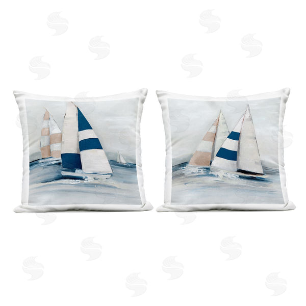 Stupell Industries Sally Swatland | Sailboat Fleet Voyage Printed Throw Pillow Set