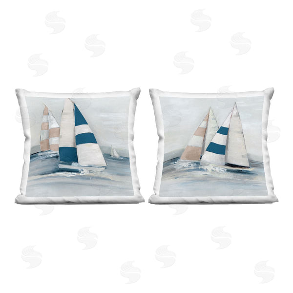 stupell industries Sally Swatland | Sailboat Fleet Voyage Printed Throw Pillow Set