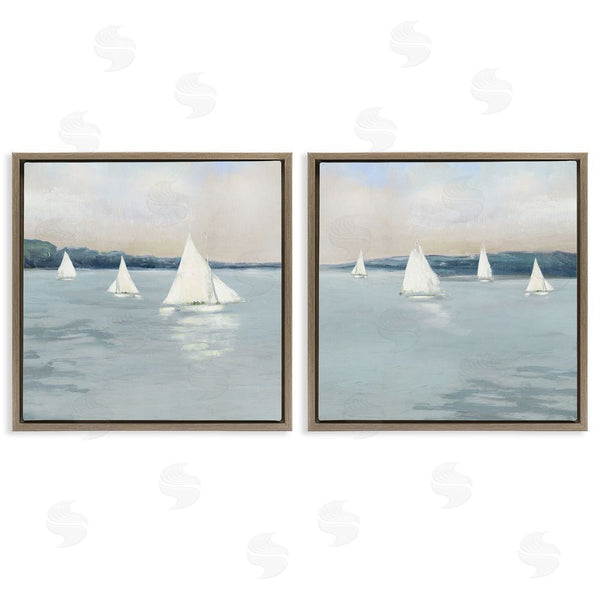 Stupell Industries Sally Swatland | Sailboats Grey Nautical Ocean View Wall Art