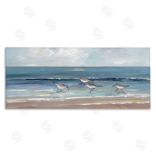 stupell industries Sally Swatland | Sandpipers with Cloudy Sky Wall Art