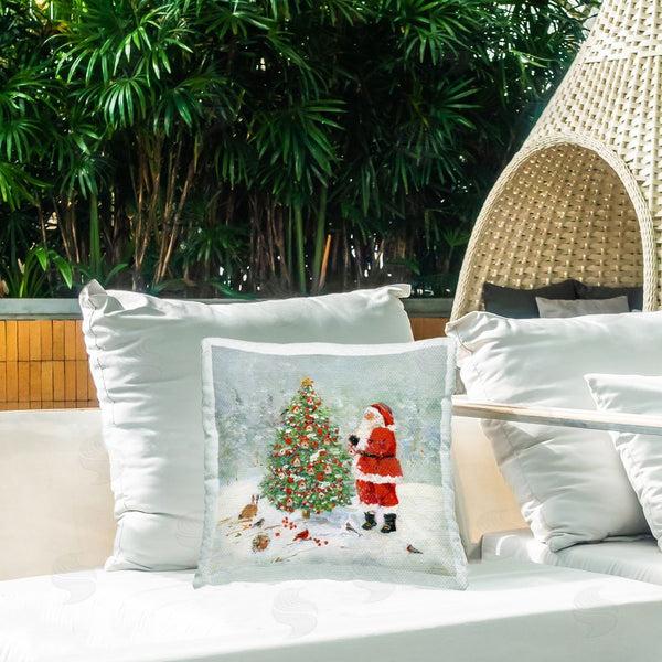 Stupell Industries Sally Swatland | Santa With Birdhouse Tree Printed Throw Pillow