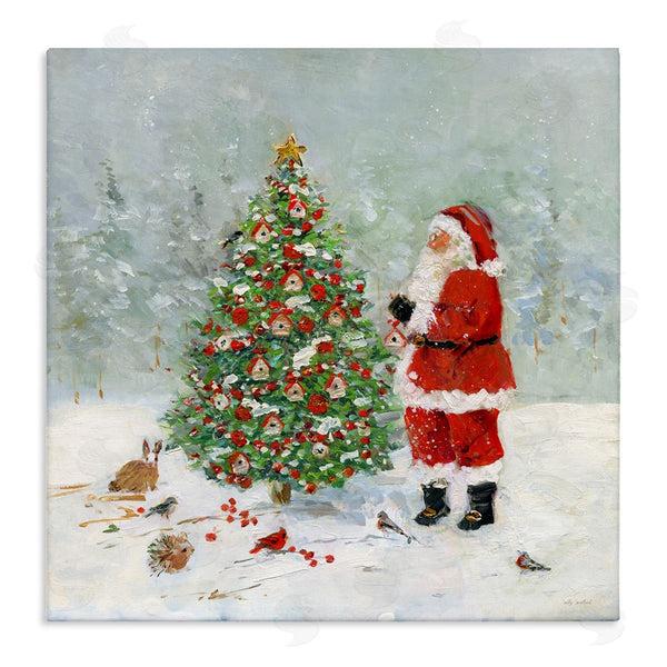stupell industries Sally Swatland | Santa with Birdhouse Tree
