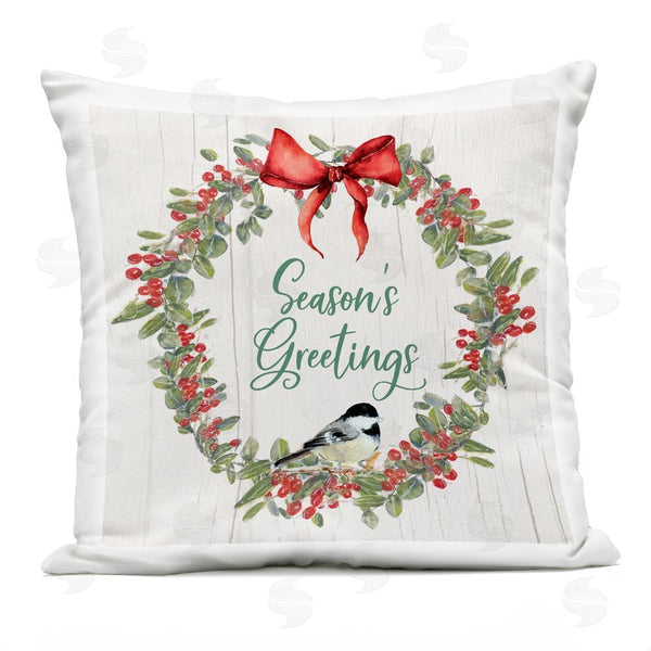 Stupell Industries Sally Swatland | Season's Greetings Wreath Printed Throw Pillow