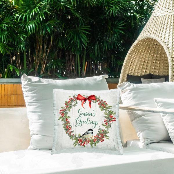 Stupell Industries Sally Swatland | Season's Greetings Wreath Printed Throw Pillow