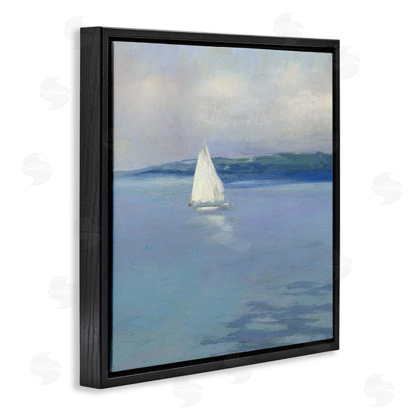 Stupell Industries Sally Swatland | Serene Sailboat Floating Water Ocean Landscape Painting Wall Art