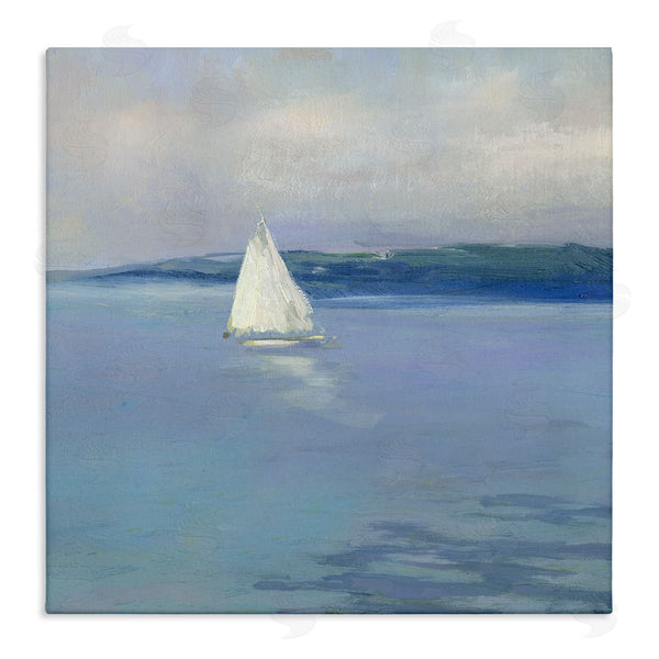 stupell industries Sally Swatland | Serene Sailboat Floating Water Ocean Landscape Painting Wall Art