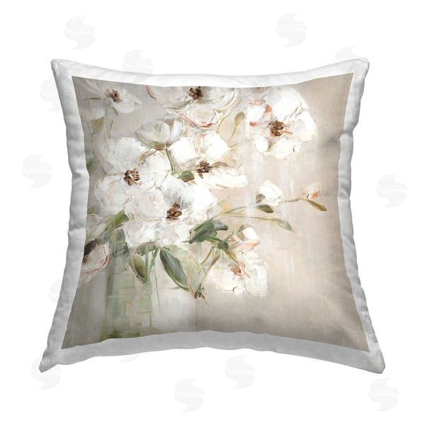 stupell industries Sally Swatland | Simple Blossoms on Beige Printed Throw Pillow