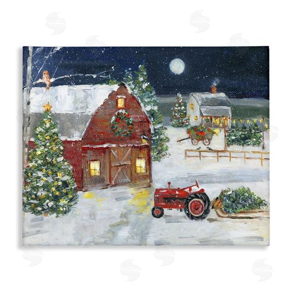 stupell industries Sally Swatland | Snowy Farm & Tractor