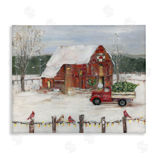 stupell industries Sally Swatland | Snowy Holiday Tree Farm Landscape Wall Art