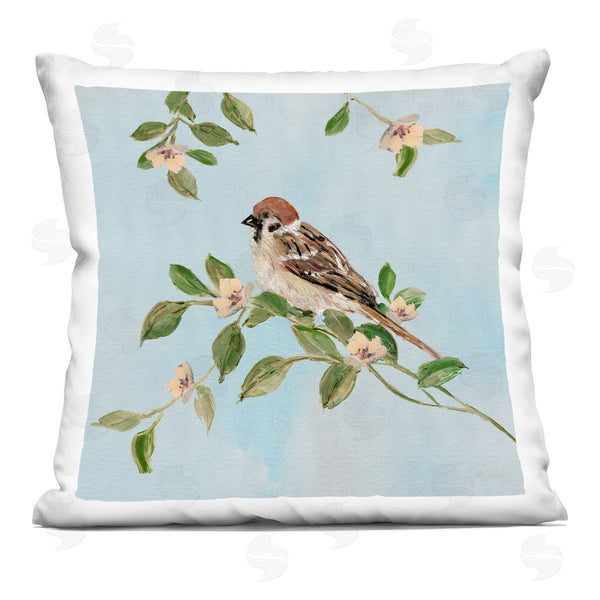 stupell industries Sally Swatland | Sparrow on Tree Branch Printed Throw Pillow