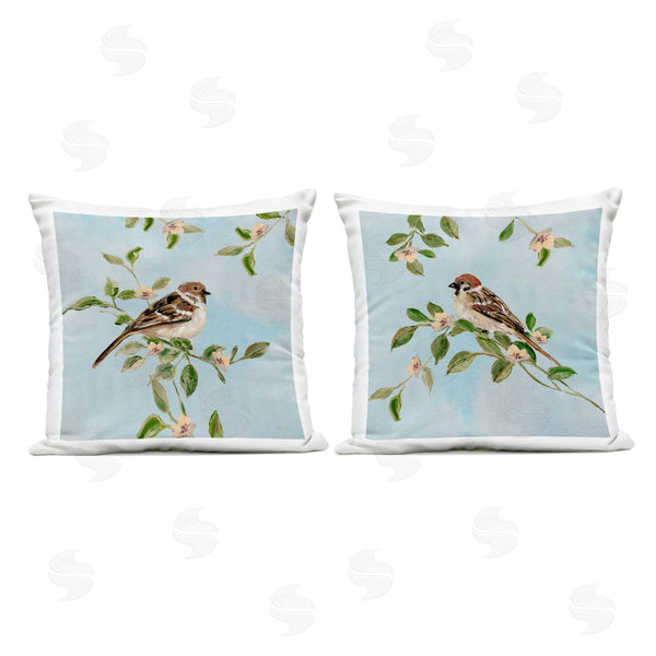 Stupell Industries Sally Swatland | Sparrow Upon Apple Blossoms Printed Throw Pillow Set