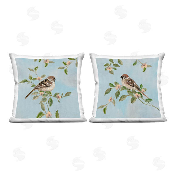stupell industries Sally Swatland | Sparrow Upon Apple Blossoms Printed Throw Pillow Set