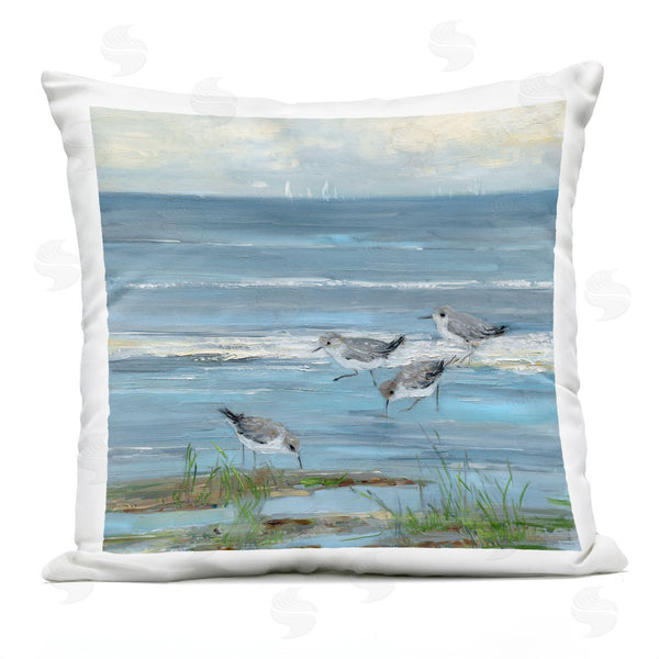 Stupell Industries Sally Swatland | Stepping Sandpipers Grazing Printed Throw Pillow